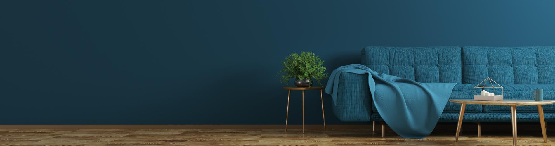 blue wall sofa